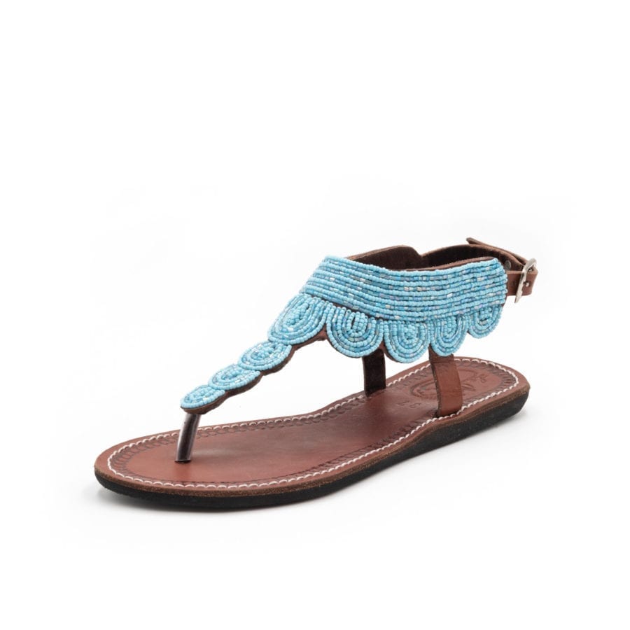 Infradito da donna in pelle con perline - Le Schiava